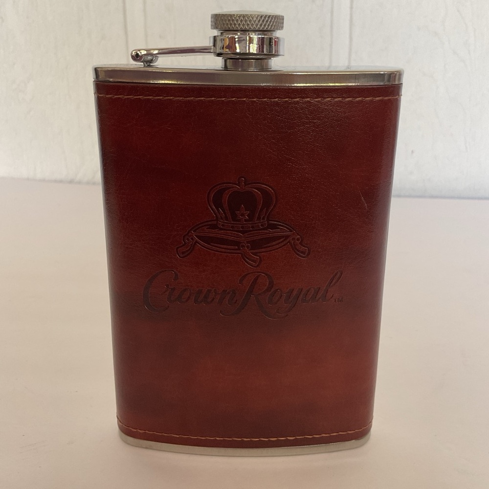 Crown Royal Leather Wrapped Flask NWOT